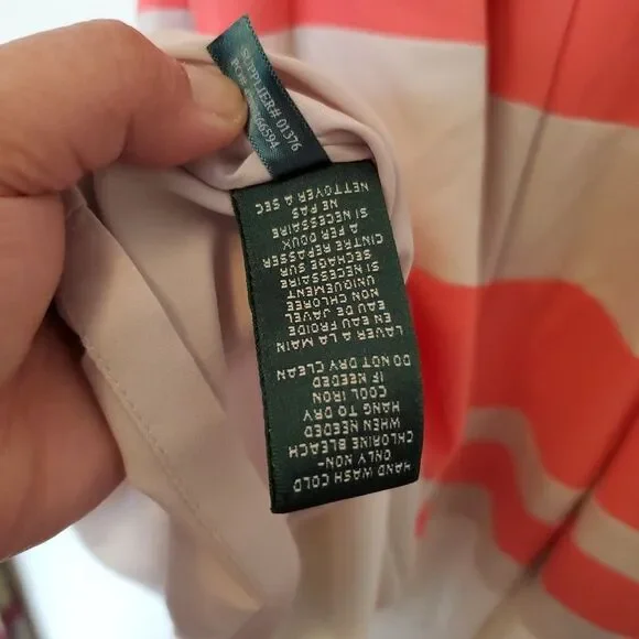 Lauren Ralph Lauren Dress Sleeveless Coral Beige Pleated Women’s Size 10 Lined - Picture 13 of 14